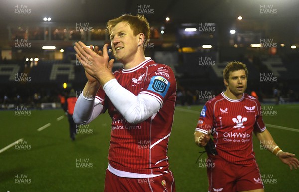 070123 - Cardiff v Scarlets - United Rugby Championship - Rhys Patchell of Scarlets at the end of the game