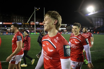 191225 - Cardiff Rugby v Scarlets - United Rugby Championship - Ellis Mee of Scarlets at full time