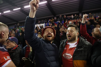191225 - Cardiff Rugby v Scarlets - United Rugby Championship - Scarlets fans at full time