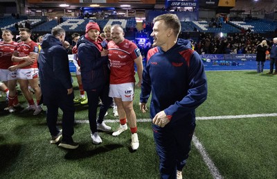 191225 - Cardiff Rugby v Scarlets, United Rugby Championship - Scarlets head coach Dwayne Peel at the end of the match