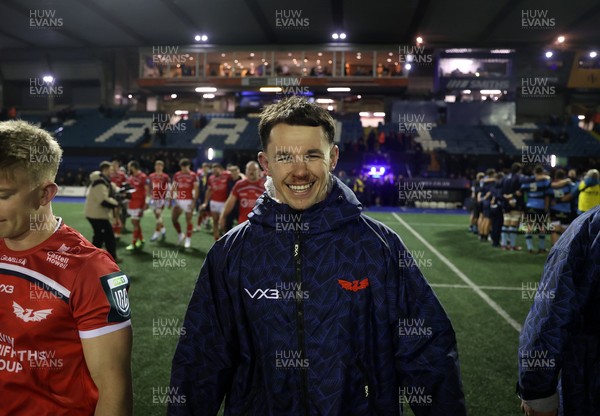 191225 - Cardiff Rugby v Scarlets - United Rugby Championship - Tom Rogers of Scarlets at full time
