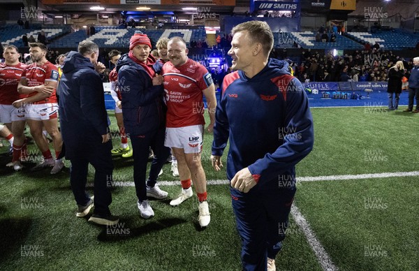 191225 - Cardiff Rugby v Scarlets, United Rugby Championship - Scarlets head coach Dwayne Peel at the end of the match