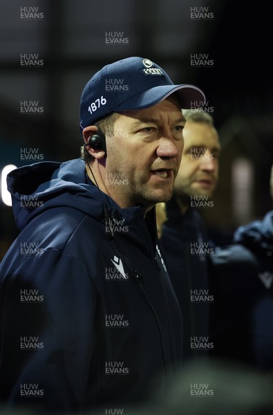 191225 - Cardiff Rugby v Scarlets, United Rugby Championship - Cardiff Rugby head coach Corniel van Zyl speaks to the players at the end of the match