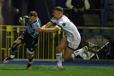 040323 - Cardiff Rugby v Ulster - United Rugby Championship - Jarrod Evans of Cardiff rugby scores a  2nd half try 