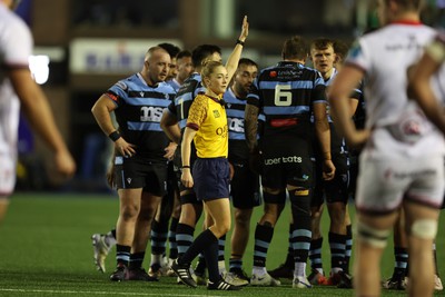 040323 - Cardiff Rugby v Ulster - United Rugby Championship - Referee Hollie Davidson (SRU) in action 