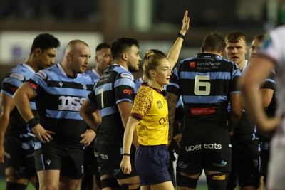 040323 - Cardiff Rugby v Ulster - United Rugby Championship - Referee Hollie Davidson (SRU) in action 