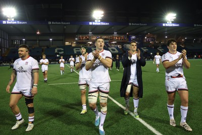 040323 - Cardiff Rugby v Ulster, BKT United Rugby Championship - The Ulster team applaud their fans at the end of the match