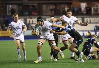 040323 - Cardiff Rugby v Ulster, BKT United Rugby Championship - Marcus Rea of Ulster breaks for the line