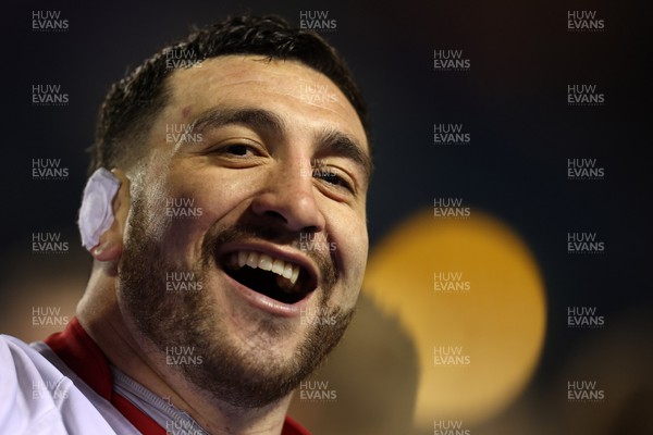 040323 - Cardiff Rugby v Ulster - United Rugby Championship - Jeff Toomaga-Allen of Ulster rugby celebrates after the game 