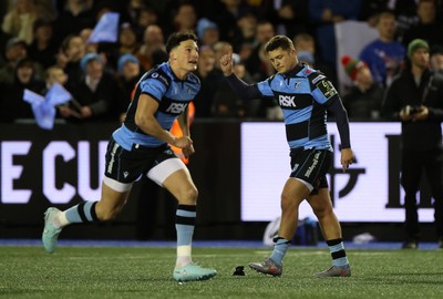 131225 - Cardiff Rugby v Ulster - United Rugby Championship - Callum Sheedy of Cardiff kicks the match winning penalty