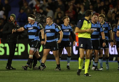 131225 - Cardiff Rugby v Ulster - United Rugby Championship - Danny Southworth of Cardiff celebrates at full time