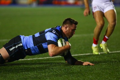 131225 - Cardiff Rugby v Ulster - EPCR Challenge Cup - George Knott of Cardiff scores a try