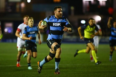 131225 - Cardiff Rugby v Ulster - EPCR Challenge Cup - George Knott of Cardiff bursts through to score a try