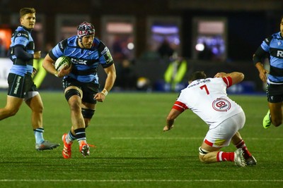 131225 - Cardiff Rugby v Ulster - EPCR Challenge Cup - Alan Lawrence of Cardiff takes on Sean Reffell of Ulster