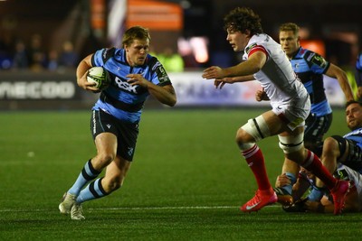 131225 - Cardiff Rugby v Ulster - EPCR Challenge Cup - Dan Thomas of CArdiff takes on David McCann of Ulster