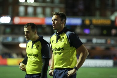131225 - Cardiff Rugby v Ulster - EPCR Challenge Cup - Referee Evan Urruzmendi consults with his TMO