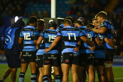 131225 - Cardiff Rugby v Ulster - EPCR Challenge Cup - players of Cardiff regroup after conceding  try