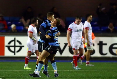 131225 - Cardiff Rugby v Ulster - EPCR Challenge Cup - Callum Sheedy of Cardiff wins the game with the final kick of the game