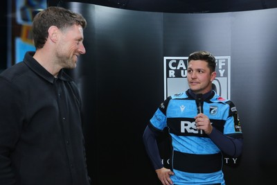 131225 - Cardiff Rugby v Ulster - EPCR Challenge Cup - Pommery Player of the Match Callum Sheedy of Cardiff receives his award from Rhys Preistland