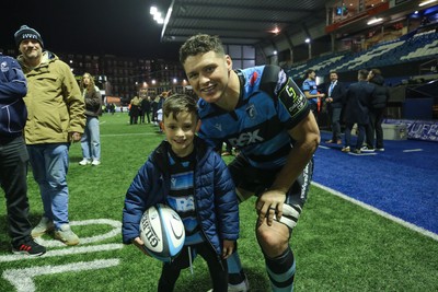 131225 - Cardiff Rugby v Ulster - EPCR Challenge Cup - James Botham of Cardiff meets fans at the end of the game
