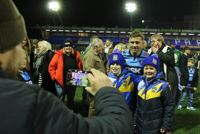 131225 - Cardiff Rugby v Ulster - EPCR Challenge Cup - Leigh Halfpenny of Cardiff meets fans at the end of the game