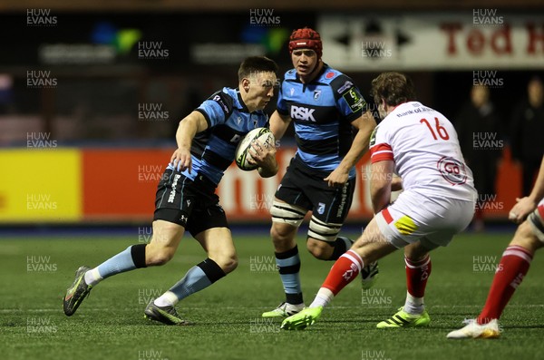 131225 - Cardiff Rugby v Ulster - United Rugby Championship - Josh Adams of Cardiff makes a break