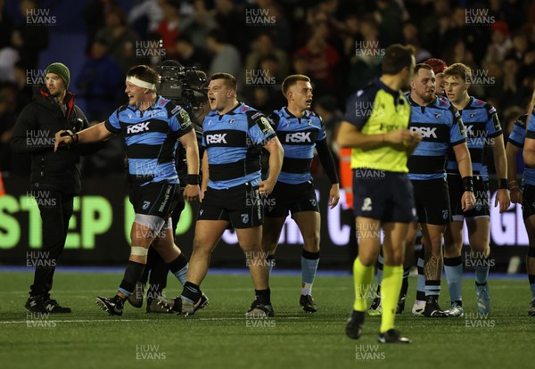 131225 - Cardiff Rugby v Ulster - United Rugby Championship - Danny Southworth of Cardiff celebrates at full time