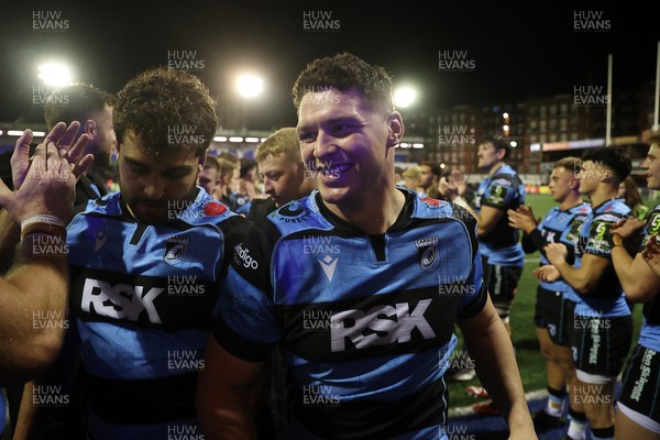 131225 - Cardiff Rugby v Ulster - United Rugby Championship - James Botham of Cardiff celebrates at full time
