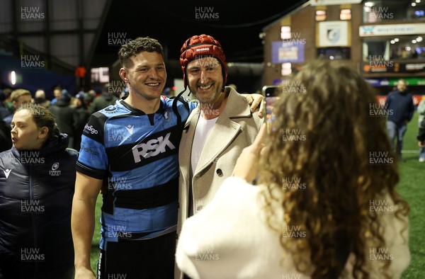 131225 - Cardiff Rugby v Ulster - United Rugby Championship - James Botham of Cardiff with fans at full time