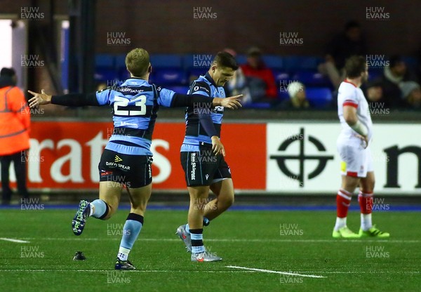 131225 - Cardiff Rugby v Ulster - EPCR Challenge Cup - Callum Sheedy of Cardiff wins the game with the final kick of the game