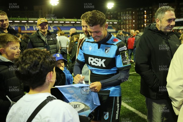 131225 - Cardiff Rugby v Ulster - EPCR Challenge Cup - Callum Sheedy of Cardiff meets fans at the end of the game