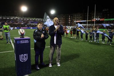 021026 - Cardiff Rugby v Zebre Parma - United Rugby Championship - Steve Forde delivers the match ball