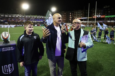 021026 - Cardiff Rugby v Zebre Parma - United Rugby Championship - Steve Forde delivers the match ball