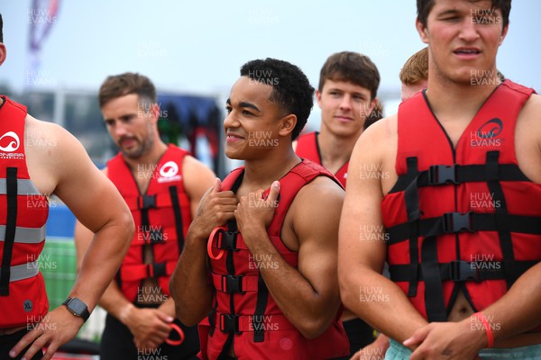 190722 - Cardiff Rugby Visit Water Park in Cardiff Bay - Theo Cabango