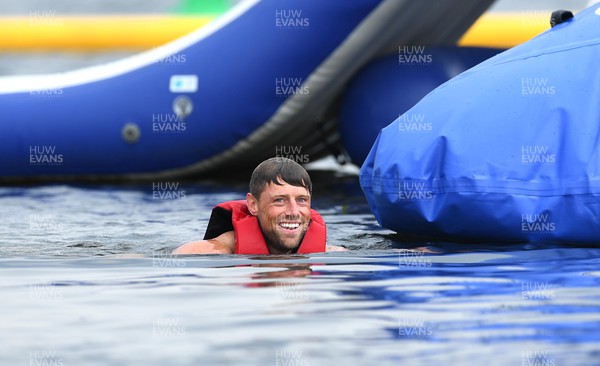 190722 - Cardiff Rugby Visit Water Park in Cardiff Bay - Rhys Priestland