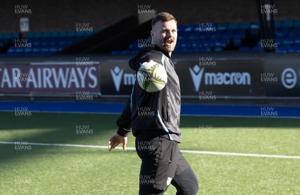 070423 - Cardiff Rugby’s Owen Lane during a walkthrough at the Cardiff Arms Park ahead of the European Challenge Cup match against Benetton Treviso