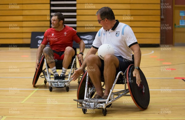 050921 - Cardiff Rugby Wheelchair Rugby launch - Cardiff Rugby CEO Richard Holland joins Ospreys and Dragons Wheelchair rugby teams as they come together to help launch the Cardiff Rugby Wheelchair Rugby team at Sport Wales, Sophia Gardens