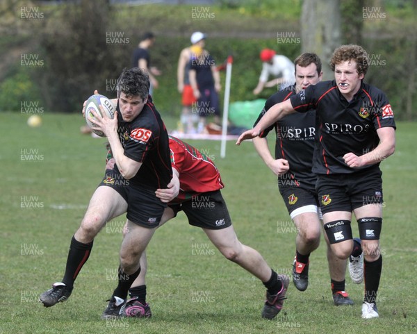 200413 - Cardiff Saracens v St Julians - SWALEC League Divison 6 South East -Cardiff Saracens (black) take on St Julians in the SWALEC league 