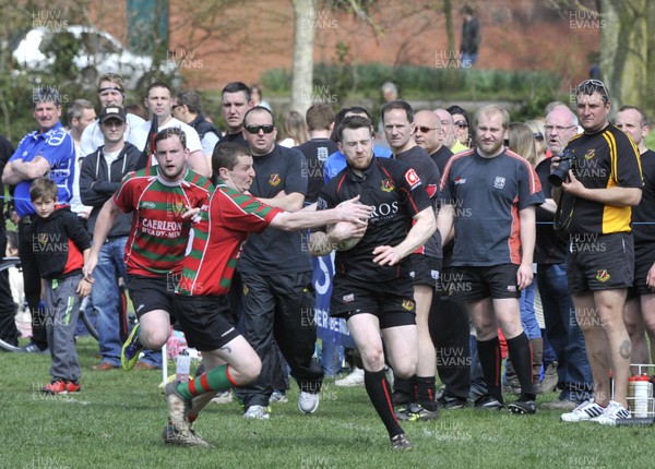 200413 - Cardiff Saracens v St Julians - SWALEC League Divison 6 South East -Cardiff Saracens (black) take on St Julians in the SWALEC league 