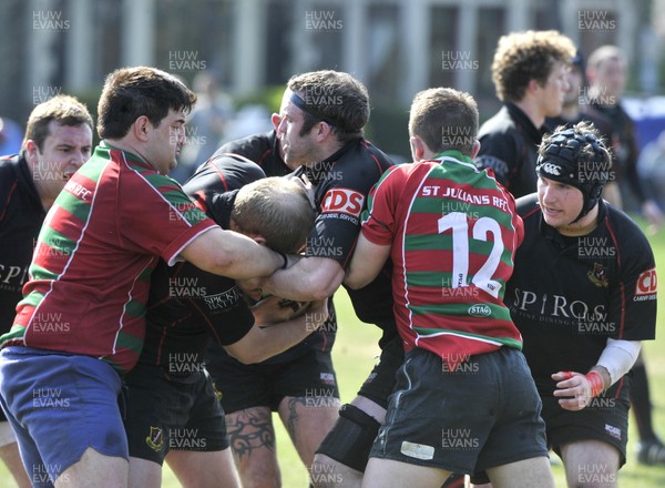 200413 - Cardiff Saracens v St Julians - SWALEC League Divison 6 South East -Cardiff Saracens (black) take on St Julians in the SWALEC league 