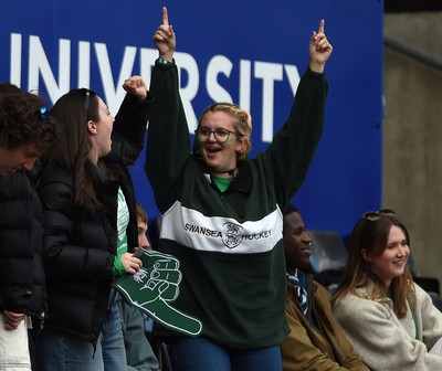 240424 - Cardiff University v Swansea University - Welsh Varsity Women’s Match - Swansea Uni Supporters enjoying the game