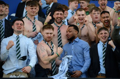 240424 - Cardiff University v Swansea University - Welsh Varsity Mens Match - Supporters of Swansea University enjoying the match