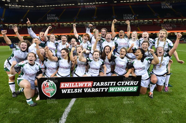 100419 - Cardiff University Women v Swansea University Women - Welsh Varsity - Swansea University celebrate at the end of the game