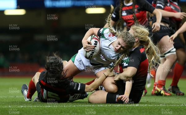 100419 - Cardiff University Women v Swansea University Women - Varsity 2019 - Claire Dean of Swansea gets the ball in the last seconds to score the winning try