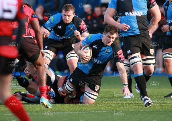 231113 Cardiff RFC v Aberavon RFC - Principality Premiership -Sam Feehan of Cardiff is tackled by Darryl Thomas of Aberavon