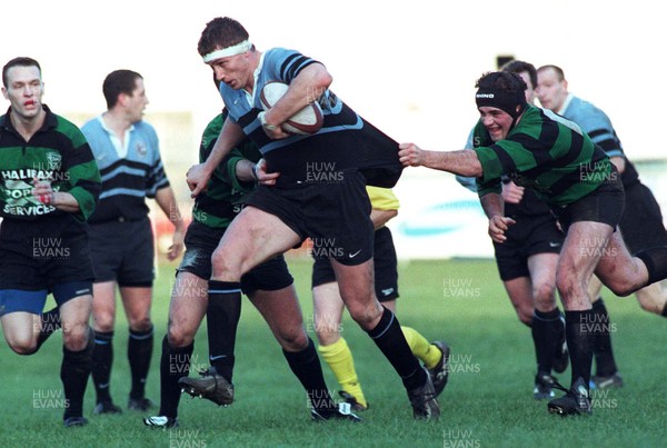 201297 - Cardiff RFC v Abercarn - Steve Williams is tackled by Chesney Chick