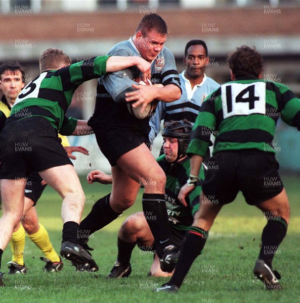 201297 - Cardiff RFC v Abercarn - Spencer John of Cardiff takes on Clive Parfitt