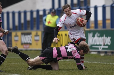 06.03.10 Cardiff RFC v Ayr RFC - British & Irish Cup -  Cardiff's Nathan Rees powers through Ayr's Steven Manning. 