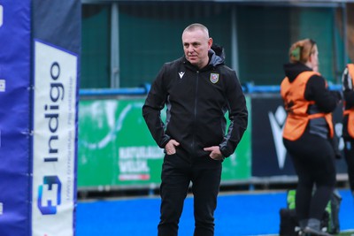 270124 - Cardiff v Bridgend - Indigo Group Premiership - Steve Law of Cardiff RFC coaching team during the warm up