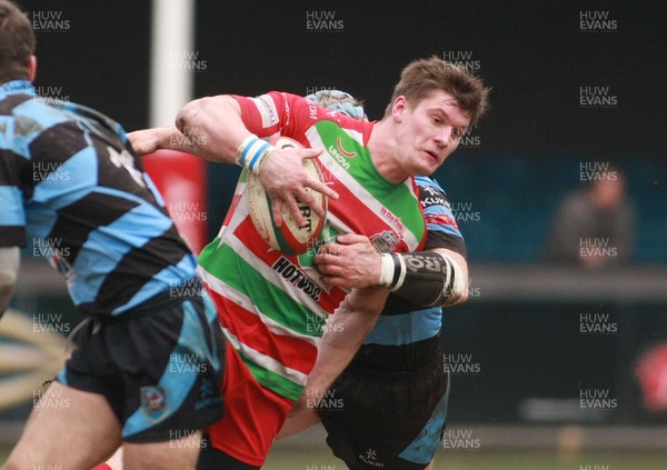 160213 Cardiff RFC v Ebbw Vale RFC - Swalec Cup -Ebbw Vale's Dan Dearden is tackled by Cardiff's Shaun Powell 